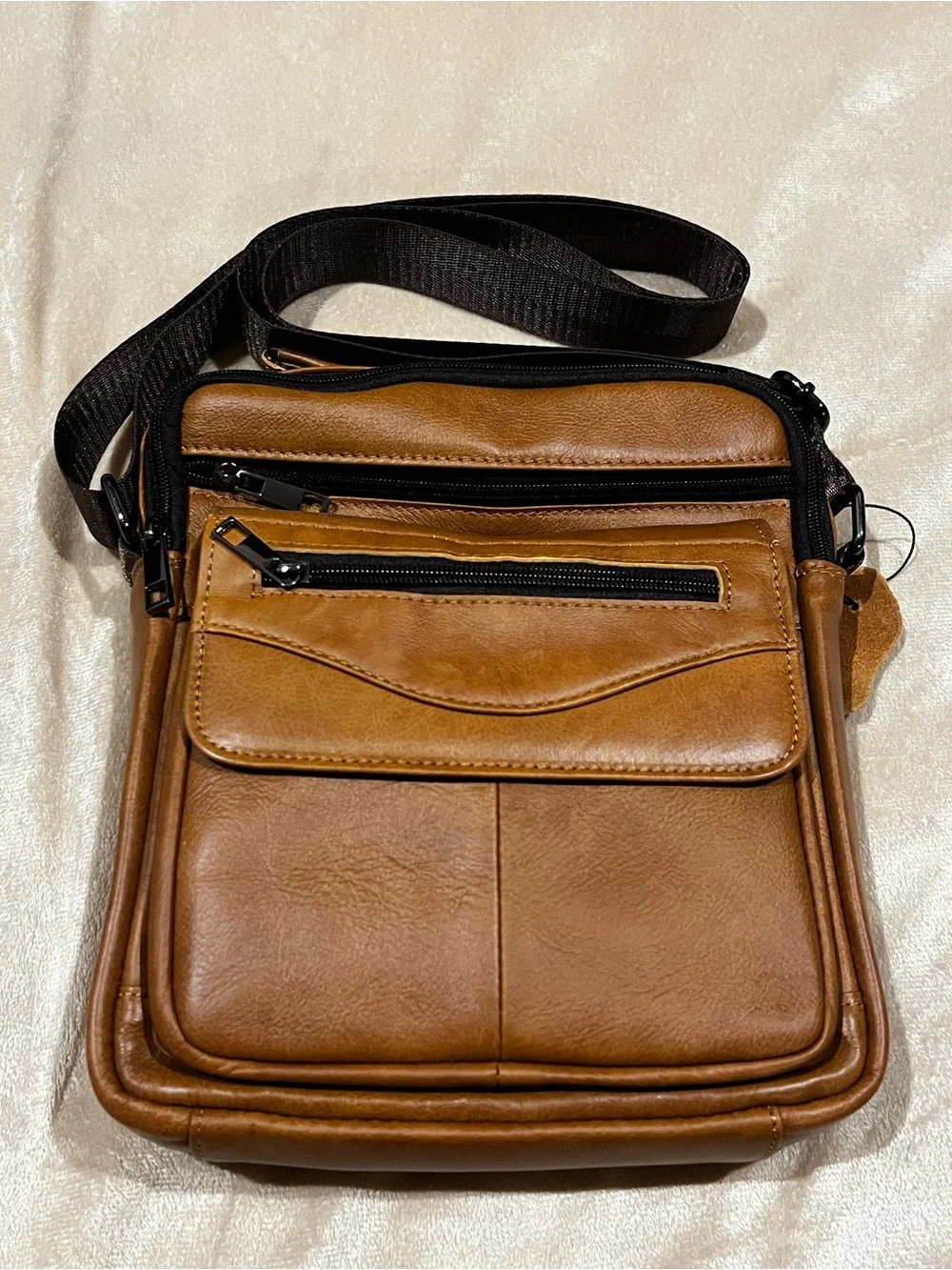 Mens Crossbody Bag, Genuine Leather Messenger Shoulder Bag